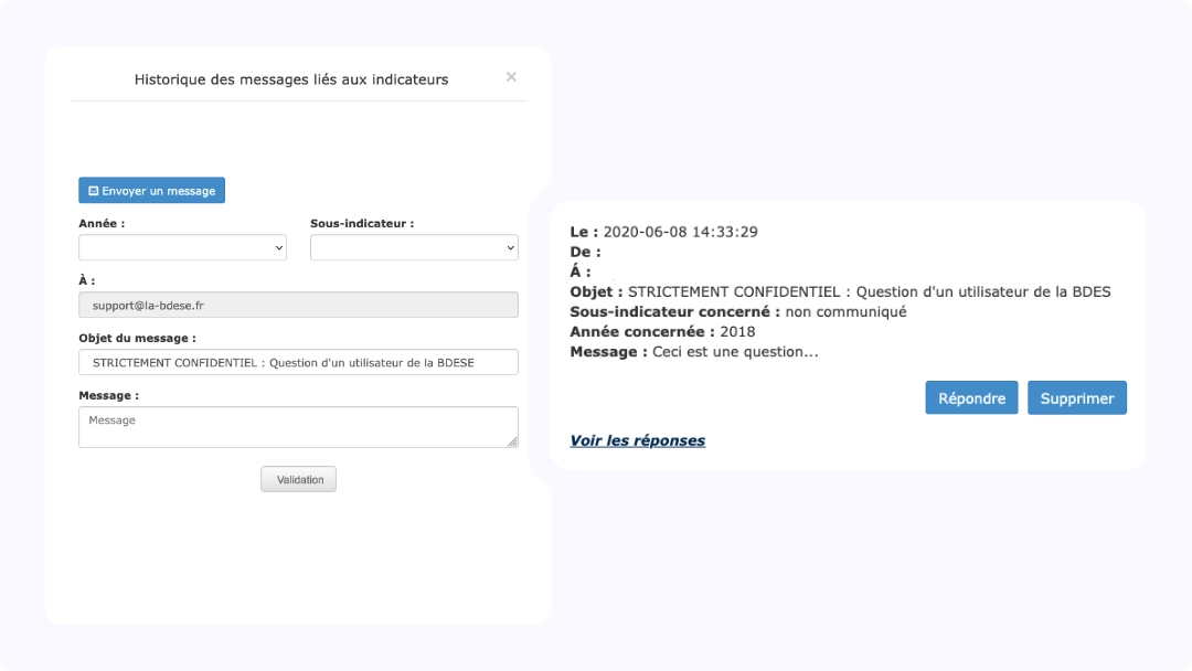 Logiciel BDESE : Module messagerie interne